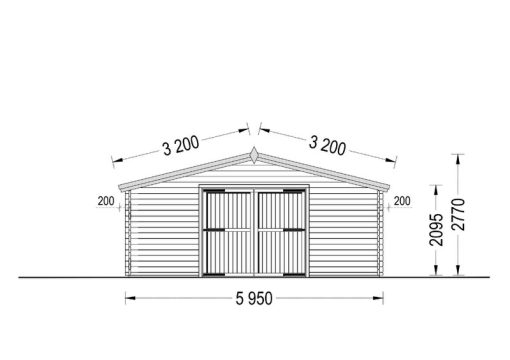 Trä garage 36m², (6mx6m), 44 mm