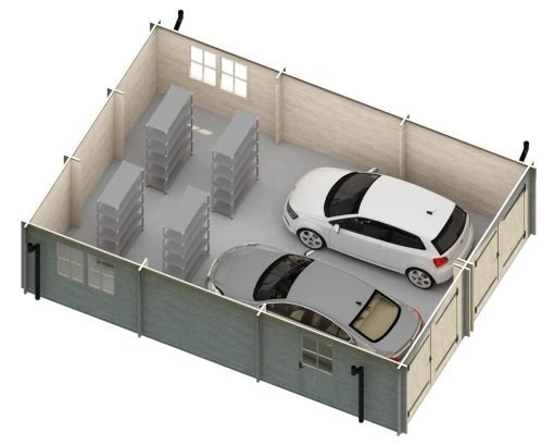 Dubbelgarage Hangar på 54 m² med en tjocklek på 44 / 66 mm