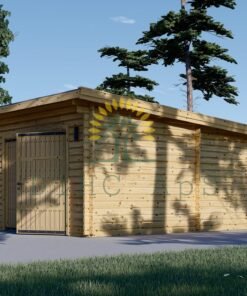 Trä garage Modern platt tak 24m², 44mm