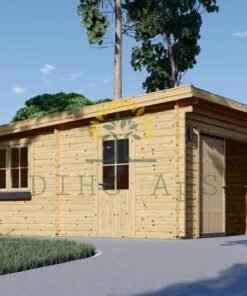 Trä garage Modern platt tak 24m², 44mm