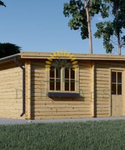 Trä garage Modern platt tak 24m², 44mm