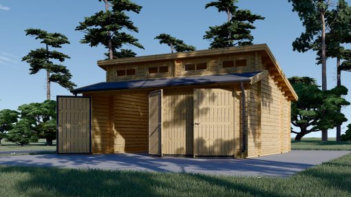 Twin modern trä garage 36m², 44mm