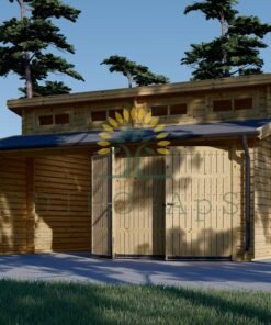 Twin modern trä garage 36m², 44mm