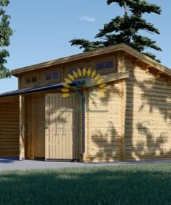 Twin modern trä garage 36m², 44mm