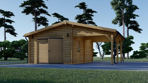 Trä Garage med Carport 40m², 44mm