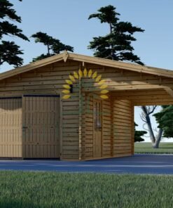 Trä Garage med Carport 40m², 44mm