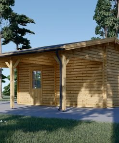 Trä Garage med Carport 40m², 44mm