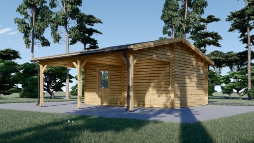 Trä Garage med Carport 40m², 44mm