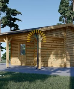 Trä Garage med Carport 40m², 44mm
