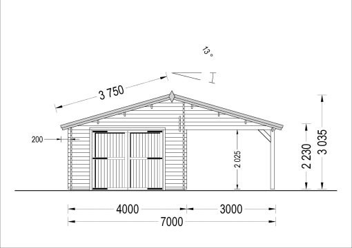 Trägarage med carport 40m² (7m x 6m), 44mm - Bild 7