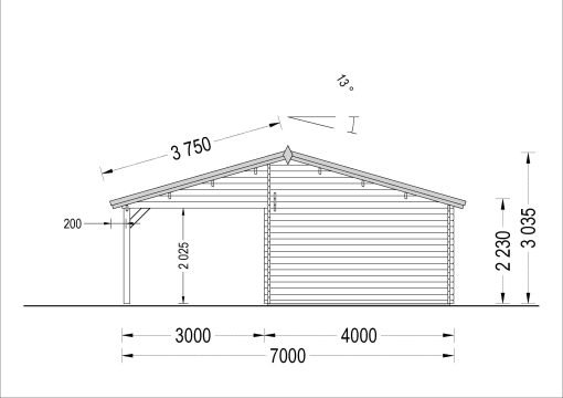 Trägarage med carport 40m² (7m x 6m), 44mm - Bild 8