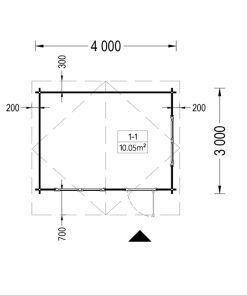 Attefallshus DREUX 12m² (4x3), 44mm
