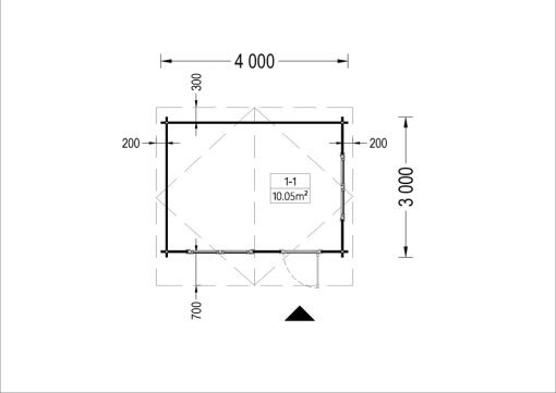 Attefallshus DREUX 12m² (4x3), 44mm