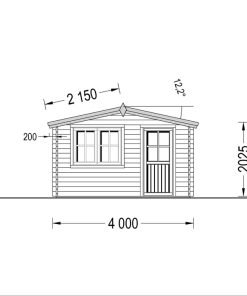 Attefallshus DREUX 12m² (4x3), 44mm