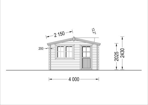 Attefallshus DREUX 12m² (4x3), 44mm