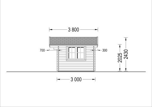Attefallshus DREUX 12m² (4x3), 44mm