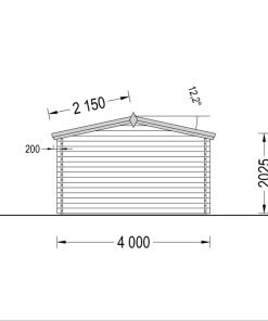 Attefallshus DREUX 12m² (4x3), 44mm