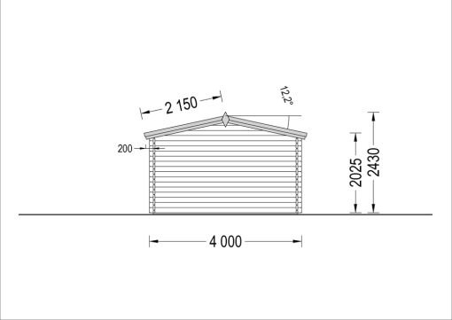 Attefallshus DREUX 12m² (4x3), 44mm