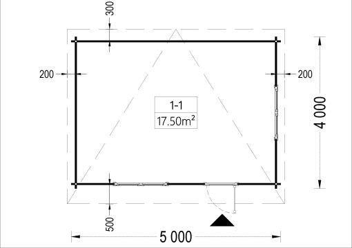 Attefallshus DREUX platt tak 19.9m², 44mm