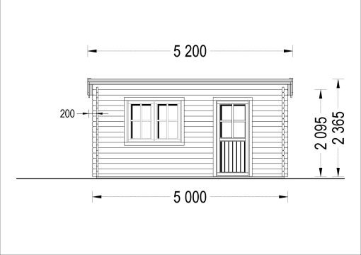 Attefallshus DREUX platt tak 19.9m², 44mm