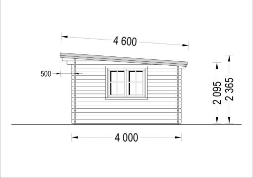 Attefallshus DREUX platt tak 19.9m², 44mm