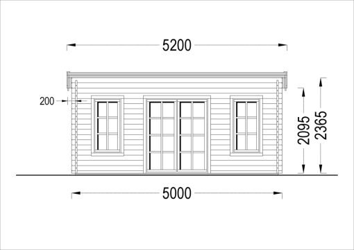 Trädgårdskontor ESSEX 19.9m² (5x4), 44mm