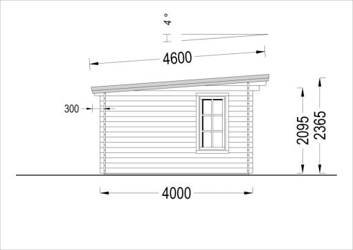 Trädgårdskontor ESSEX 19.9m² (5x4), 44mm