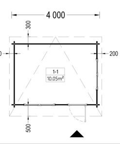 Bjælkehytte fladt tag DREUX 12m², 44mm