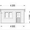 Bjælkehytte fladt tag DREUX 12m², 44mm