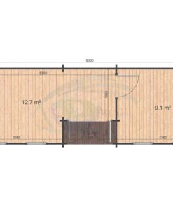 Attefallshus Helmand (3m x 9m), 44 mm: floor plan