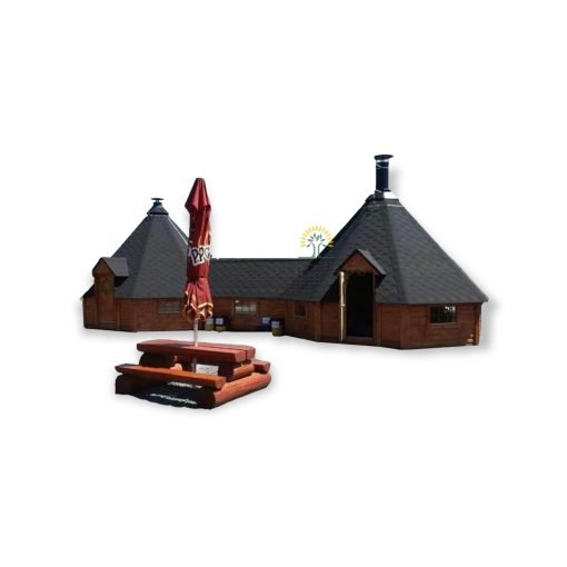 2 ansluten 2 x 25 m² Grillkåta + 3 m korridor