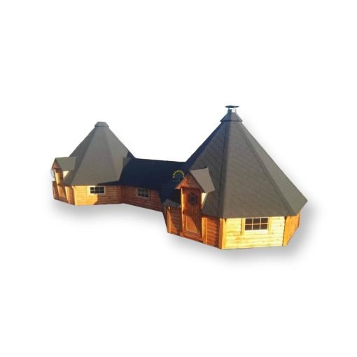 2 ansluten 2 x 25 m² Grillkåta + 3 m korridor