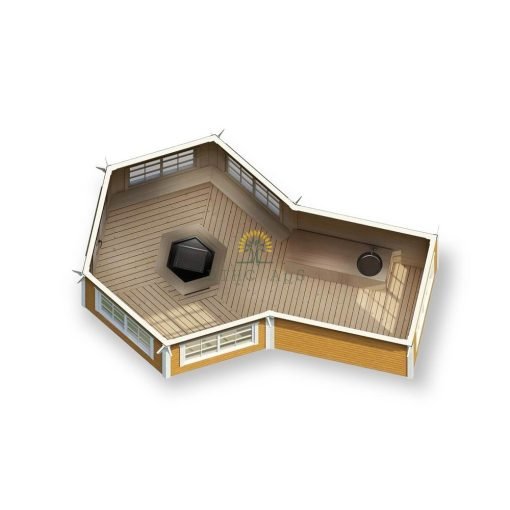 Paviljong/grillkåta 9.2 m² med 2.5 m förlängning