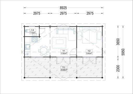 Fritidshus Amelia 54 m², 44 mm/66 mm
