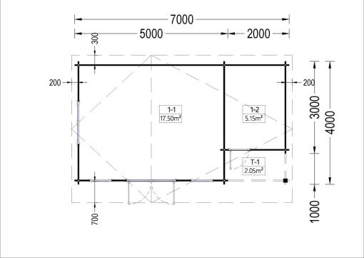 Attefallshus CLARA 28m², 44mm/66mm