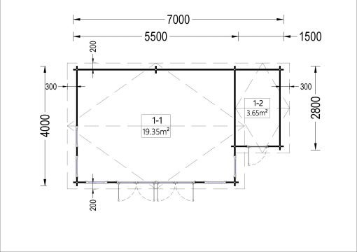Attefallshus ELLA 28m², 44mm/66mm