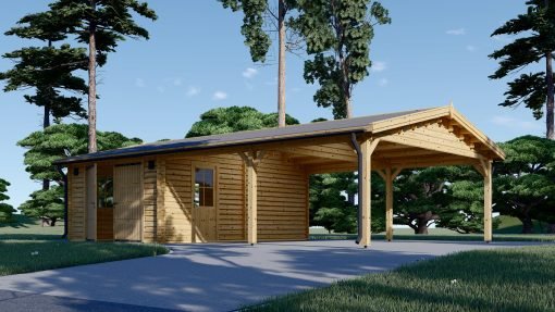 Garage med dubbel Carport 53 m², 44mm