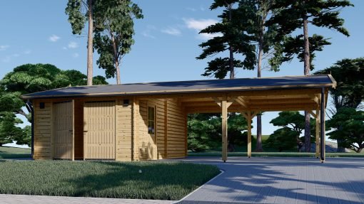 Garage med dubbel Carport 53 m², 44mm