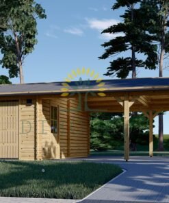 Garage med dubbel Carport 53 m², 44mm