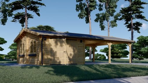 Garage med dubbel Carport 53 m², 44mm
