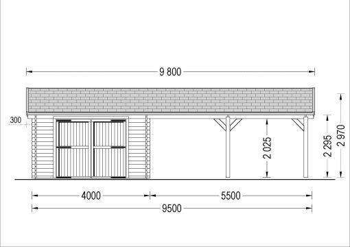 Garage med dubbel Carport 57 m² (9.5 m x 5.95 m), 44mm - Bild 7