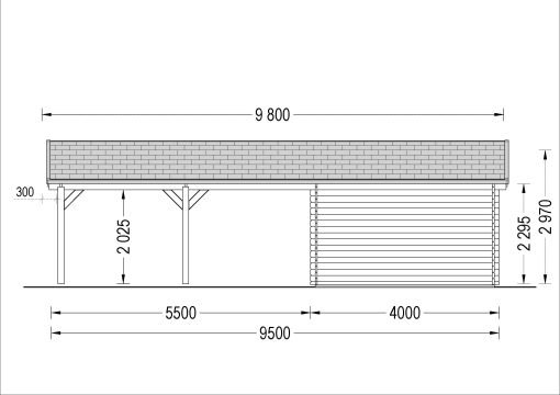 Garage med dubbel Carport 57 m² (9.5 m x 5.95 m), 44mm - Bild 9
