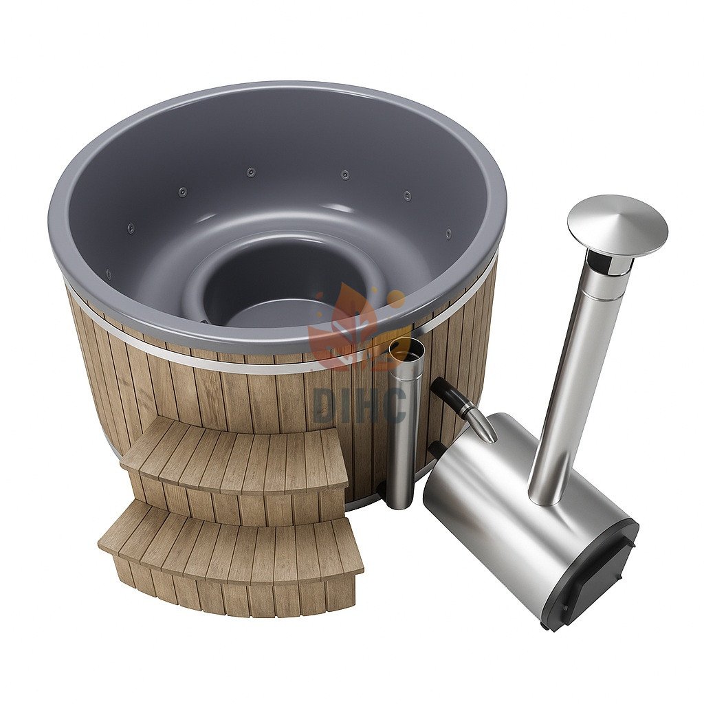 Badtunna med Extern Kamin