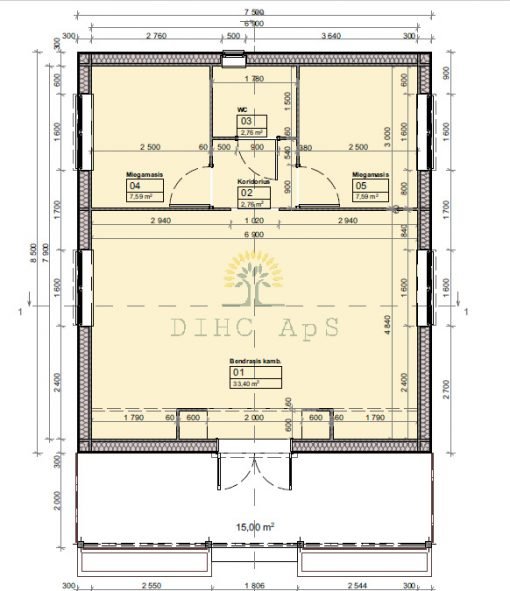 Timmerhus Petunia 690 cm x 790 cm (54,5 m²)