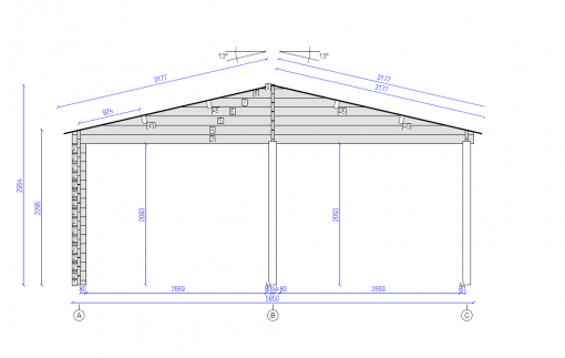 Dubbel carport Tivoli med friggebod (5,95 m x 7.5m), 44mm