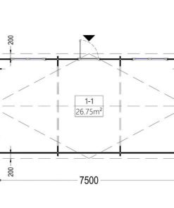 Enkelgarage WOODY (44 mm), 4×7,5 m, 30 m²