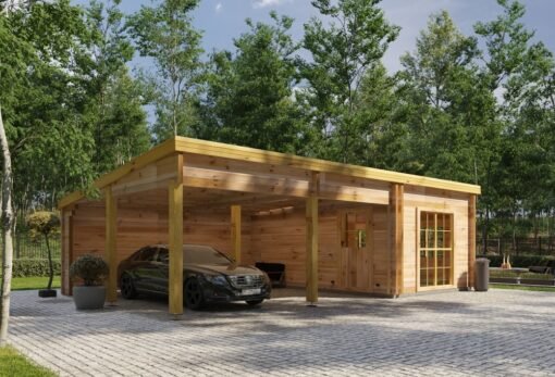 🏡 Tivoli PT – Dubbel Carport med Studio (5.95 × 9.5 m, 44 mm)