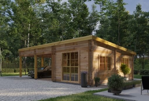 Tivoli PT – Dubbel Carport med Studio (5.95 × 9.5 m, 44 mm)