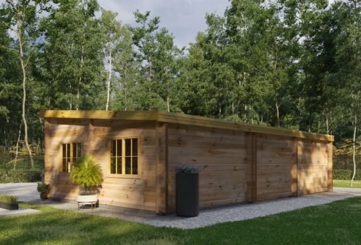 Tivoli PT – Dubbel Carport med Studio (5.95 × 9.5 m, 44 mm)