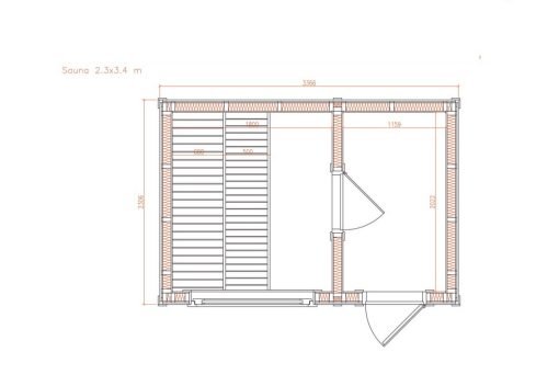 Modern bastu 2.3 m x 3.4 m